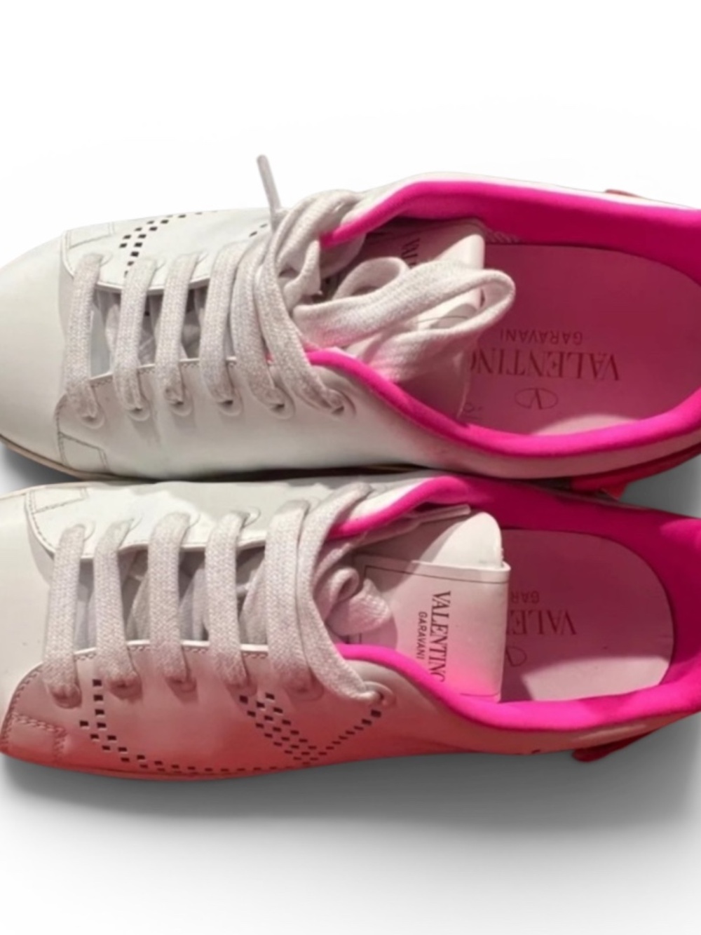 Valentino Women's Rockstud Neon-trim Leather Sneakers - Picture 6 of 7